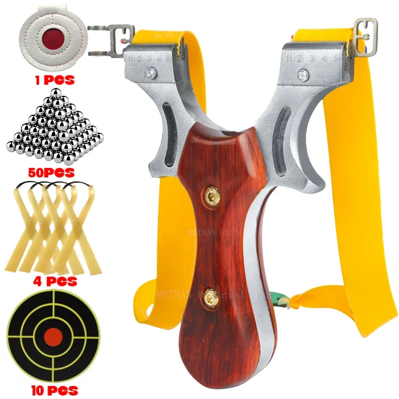 

Рогатка из нержавеющей стали для охоты на открытом воздухе с плоскими резиновыми лентами Рогатка с деревянными ручками для охоты на природе катапульта