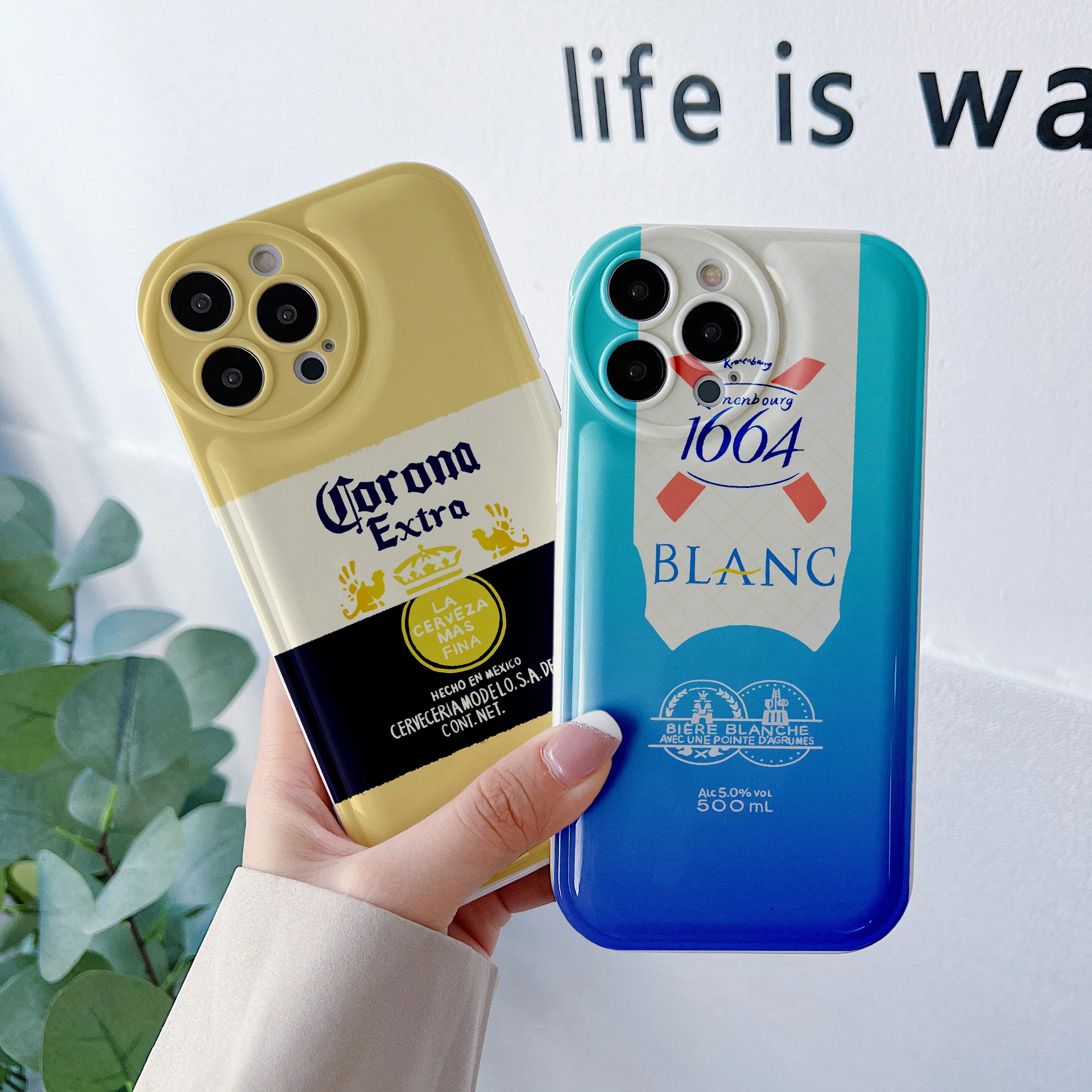 Cute Cartoon Corona Extra Beer Bottle Back Air Cushion Custodia Per Telefono Per Iphone 11 12 Mini 13Pro 14Plus Xsmax Xr 8Plus Cover