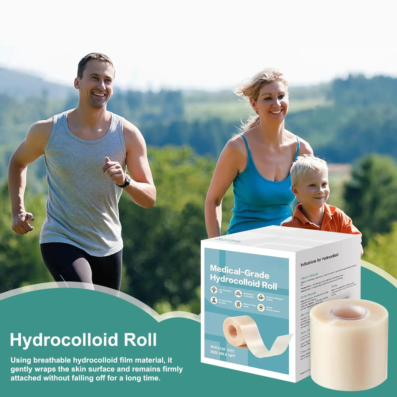 Silicone scar patch hydrocolloid roll self-adhesive patch bandage highly absorbent for burn blister wound care