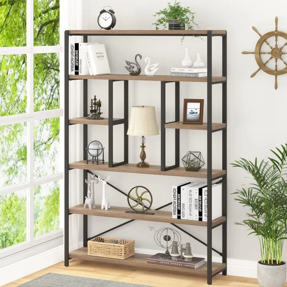 

6 Tier Bookshelf, Vintage Wide Metal Bookshelf's, Bookshelf