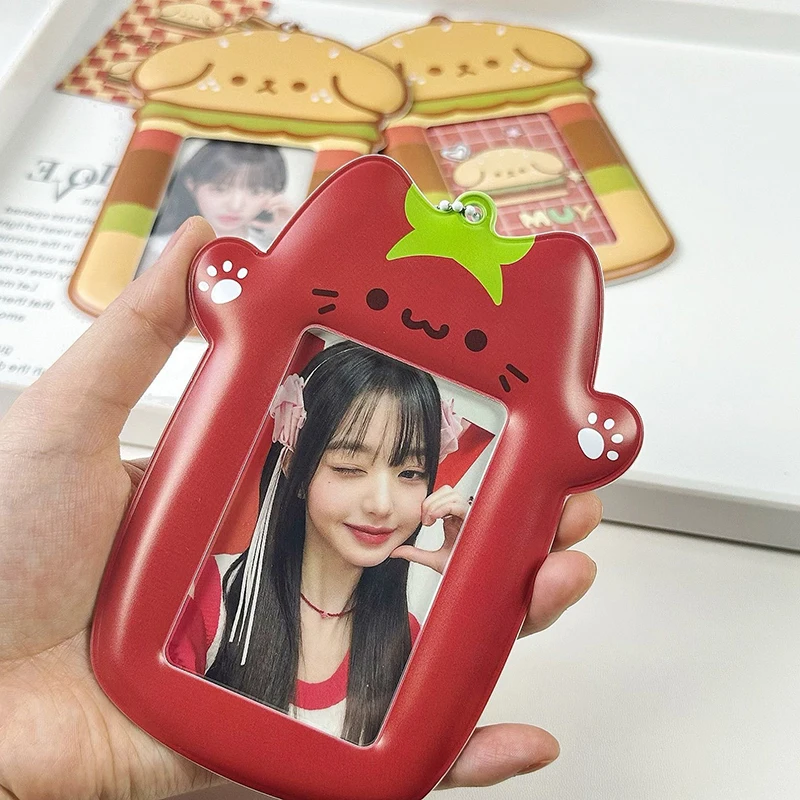Charming Strawberry Pink Photocard Holder - Cute Protective Sleeve & Display Case