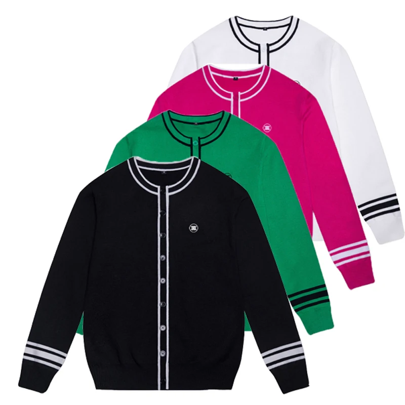 autumn winter golf knit jacket outwear for women ladies golf wear sweater knitwear with windproof fabric inside warm stretch