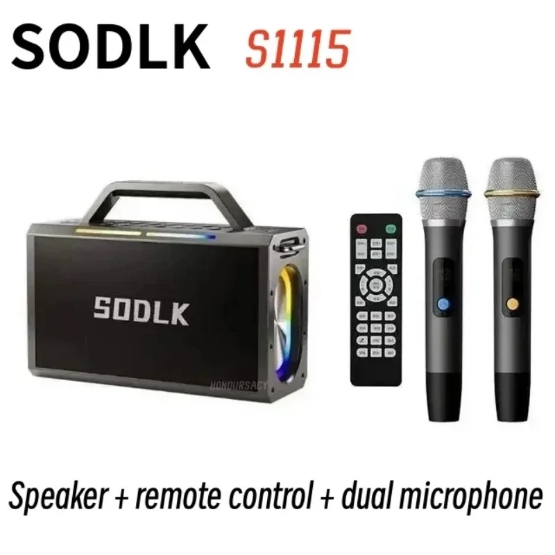 

SODLK Home KTV with Microphone 200W High Power Super Bass Outdoor Karaoke System Sound Card All-in-one Machine Bluetooth Speaker