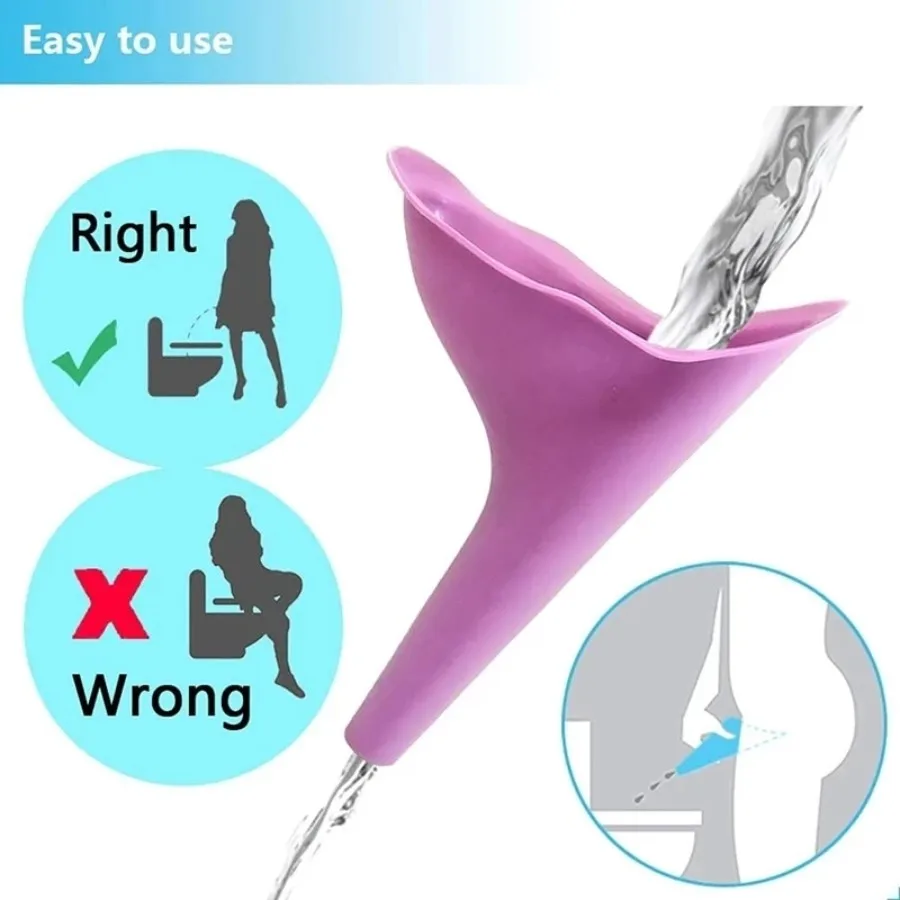Portable Urinal Women Girl Outdoor Travel Camping Female Urinal Soft Silicone Urination Device Stand Up & Pee 1PC