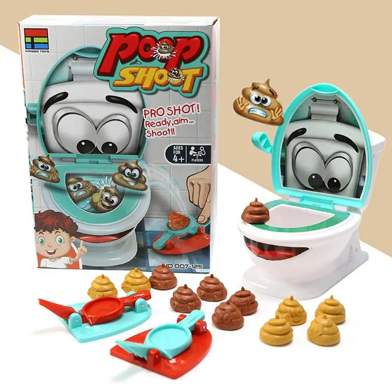 Funny Poop Shooting Toys Prank Catapult Toys Interactive Tabletop Game Catapult Poop Toilet Game