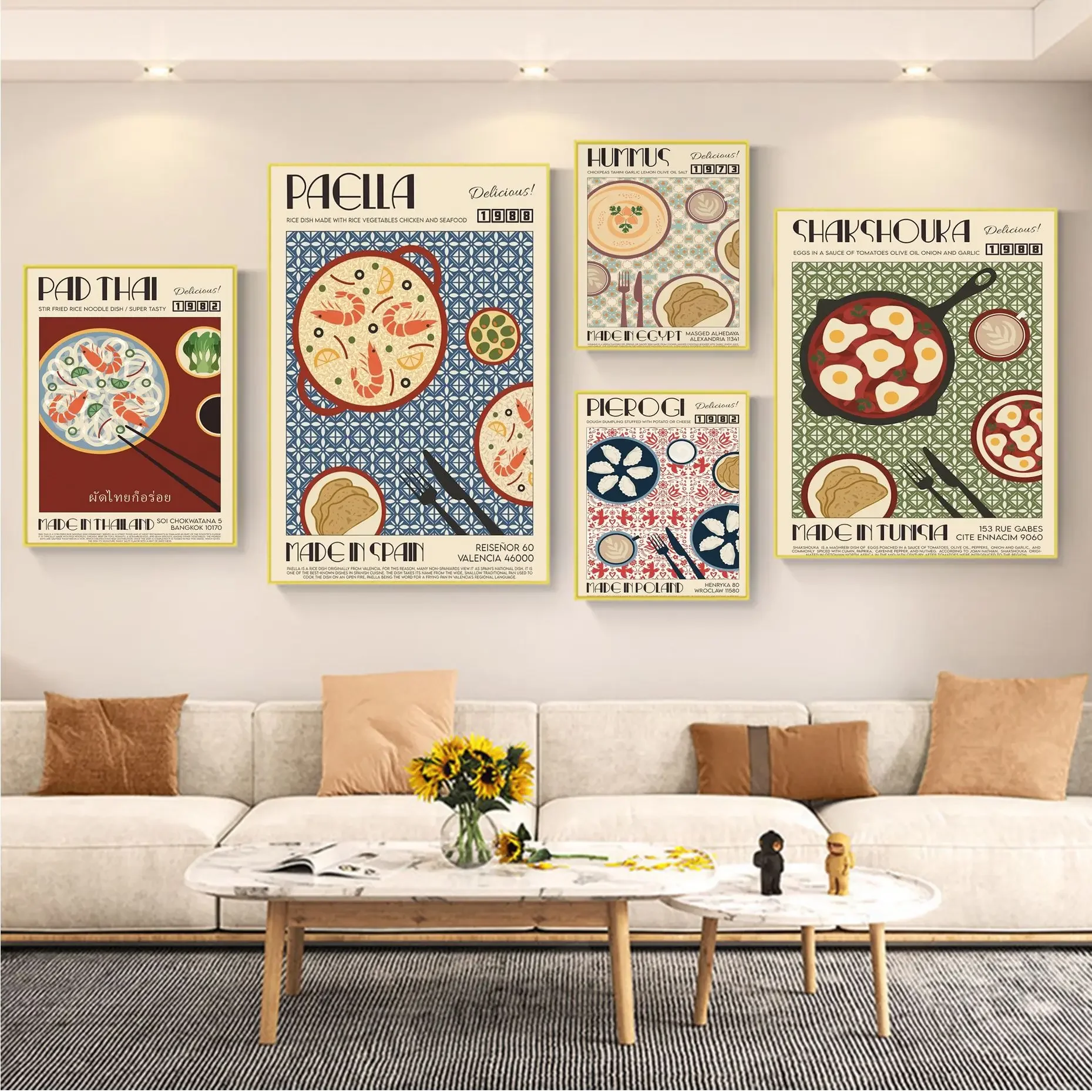 

Kitchen Food Cooking Pho Ravioli Sake Self-adhesive Art Poster Decoracion Painting Wall Art White Kraft Paper Kawaii Room Decor