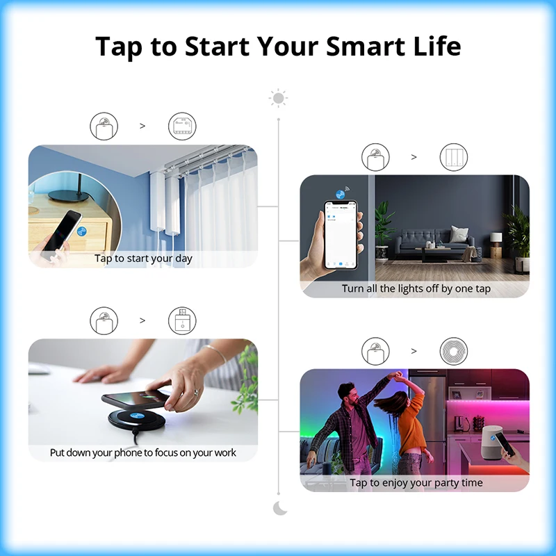 SONOFF NFC 태그 EWeLink 스마트 홈 215 칩, 540 바이트 스마트 태그 바로 가기 탭, NFC 지원 휴대폰용 스마트 장면 트리거