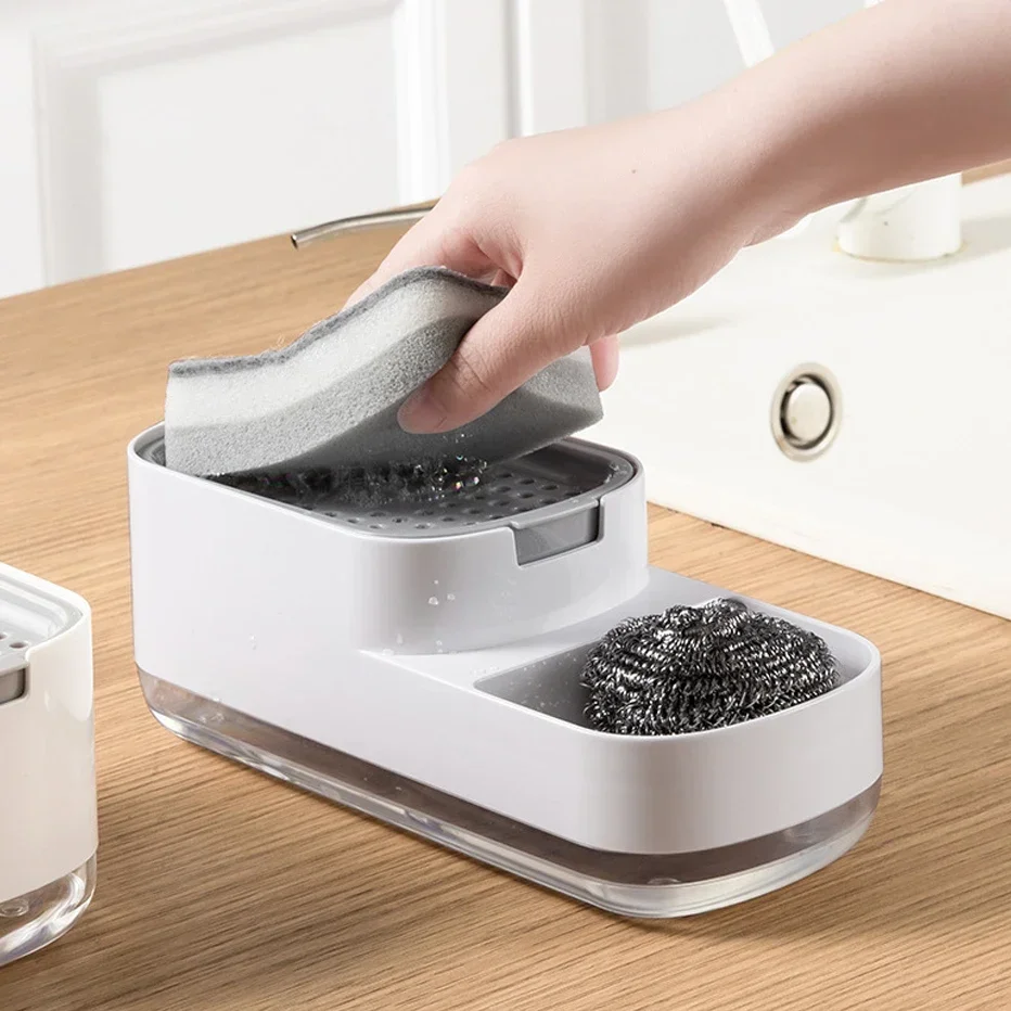 Soap Dispenser Bottle Automatic Liquid Soap Dispenser Kitchen Sponge Brush Storage Box Manual