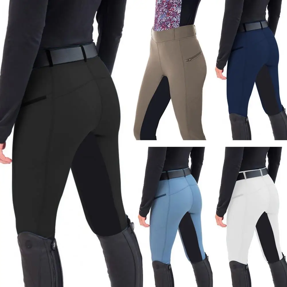 

Sexy Full Seat Equestrian Breeches Anti-pilling Navy Horse Riding Tights Pocket Hip Lift Equestrian Pants Horse Racing Trousers