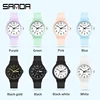 SANDA 6060  Simple Black White Waterproof Watch Clock Reloj Top Brand Calenda Quartz Watch Minimalism Style Ladies Wristwatch 5