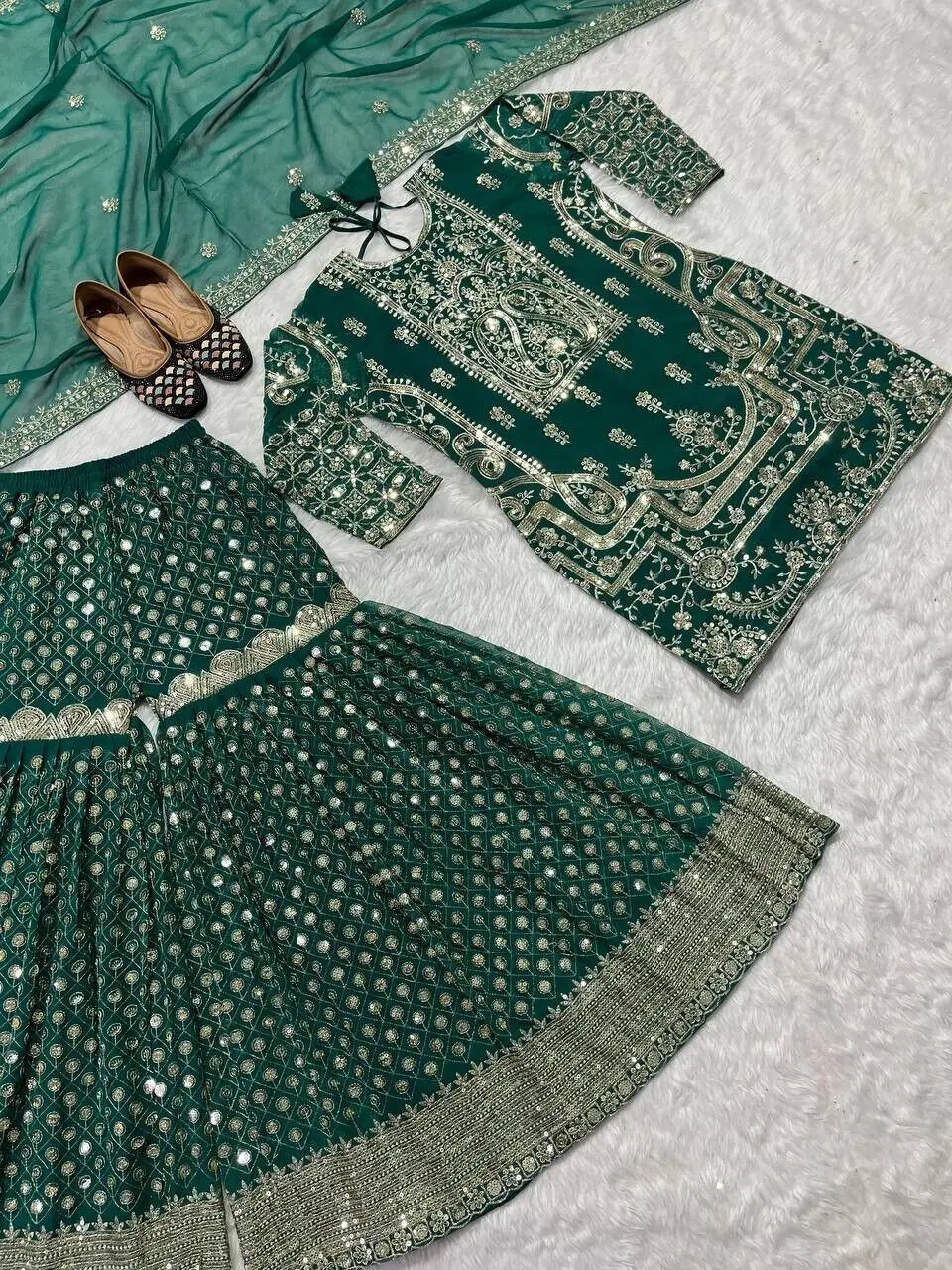 Imitation Georgette Top Dupata Set Indian Wedding Dress