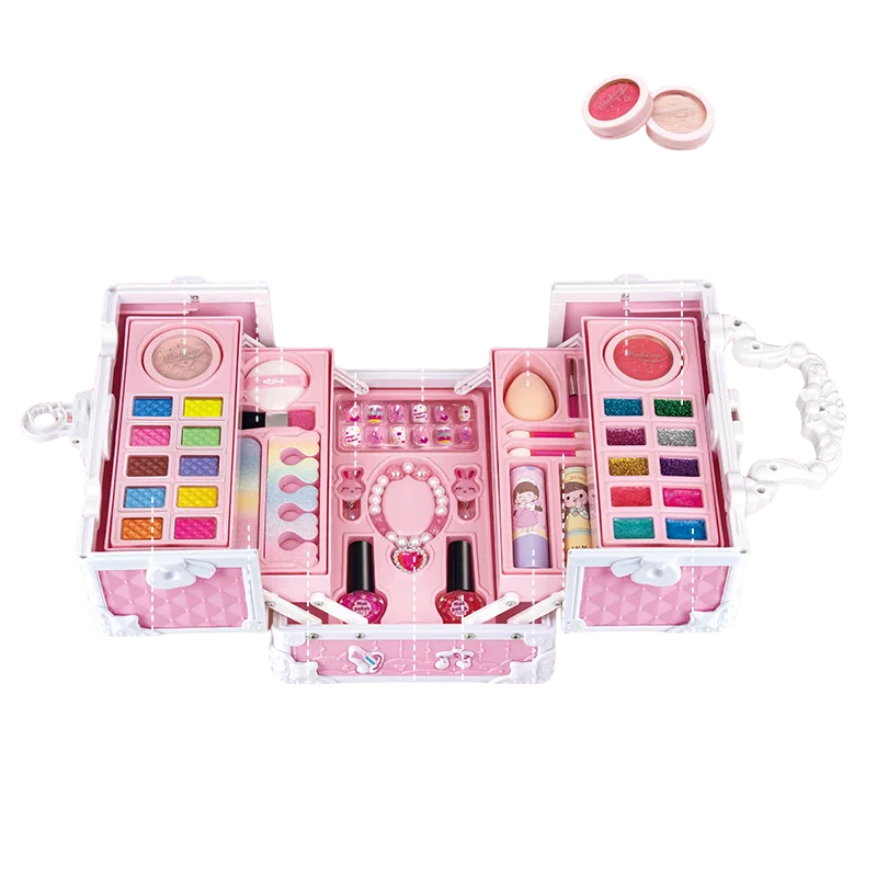Kids Makeup Set Girl'S Toy Holiday Gift Kids Lipstick Eye Shadow Little Princess Makeup Box Makeup Tools Girl'S Birthday Gift 6