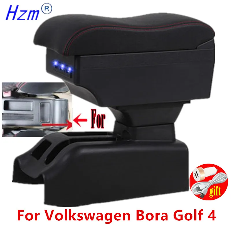 Für Volkswagen Bora Golf 4 Armlehne Box Für Volkswagen Bora Golf 4 Auto  Armlehne Innen Teile Zentrum Speicher box mit USB LED - AliExpress
