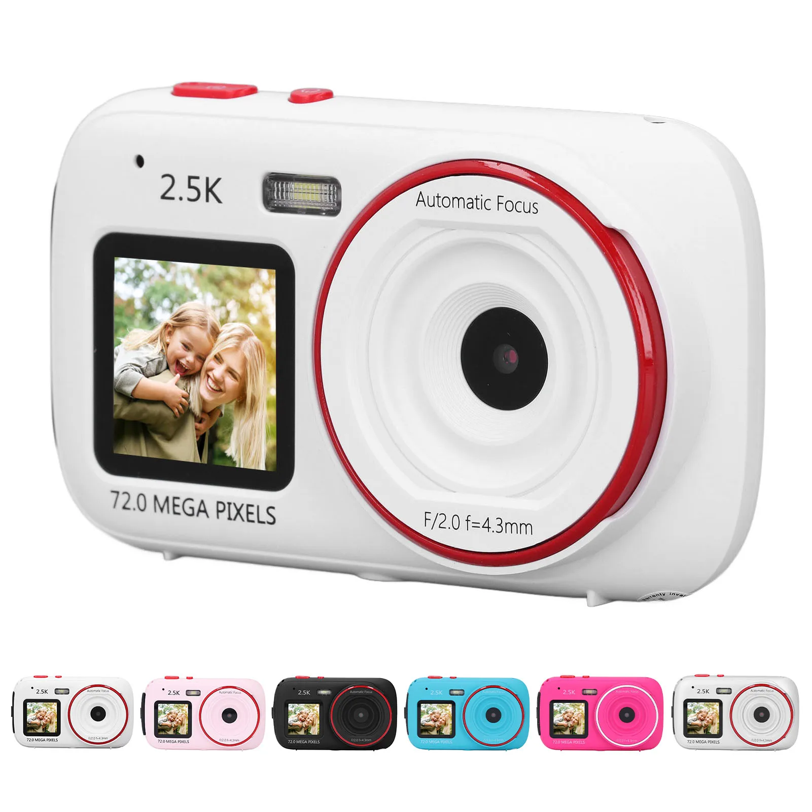 Digital Camera with Anti-Shake, Light Sensitivity, and Autofocus - 72MP, 2.5K Resolution, 16X Zoom, 750mAh Battery