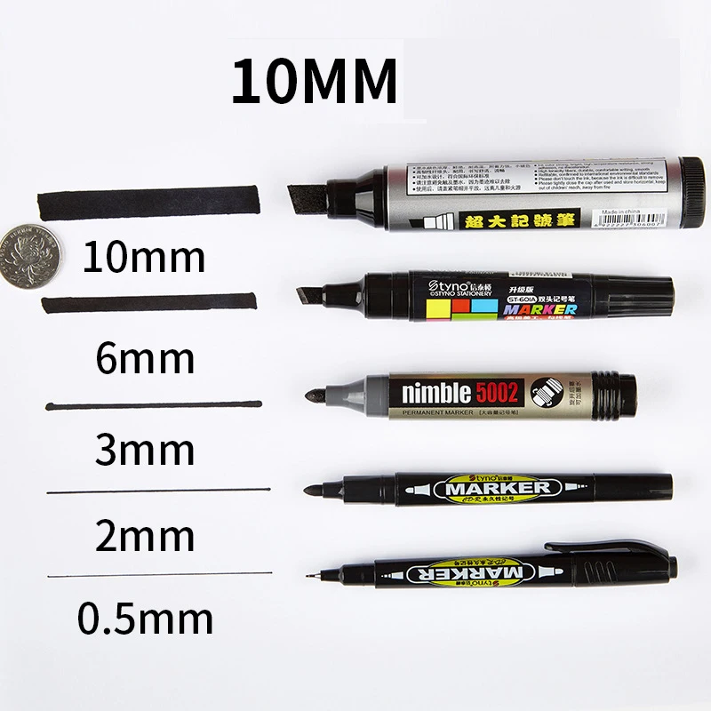 Heavy-Duty Waterproof Chisel Tip Permanent Markers, Large-Capacity, Black, Blue, Red,