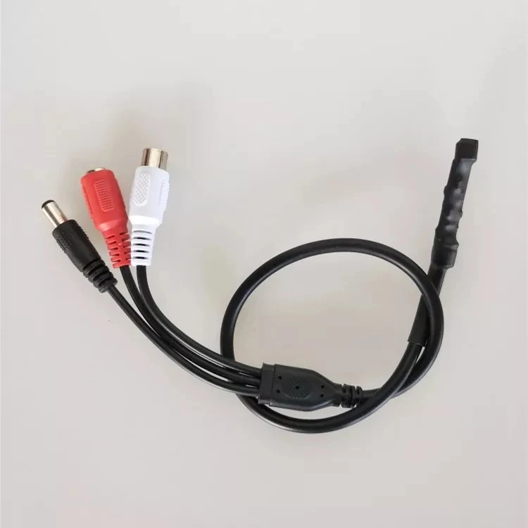 CCTV Microphone Hidden Type Mini with RCA and Power In&Out plug for Security System Audio Pickup Camera Voice microphone sound monitor