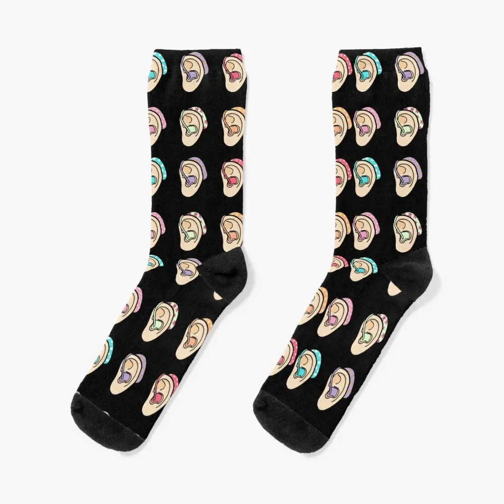 Colourful hearing aid ears Socks funny gift christmas stocking Socks Women's Men's