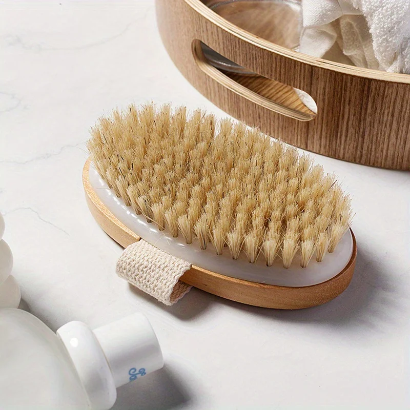 Natural Bristle Brush Soft Wet Dry Skin Body SPA Brush Bath Massager Home 3