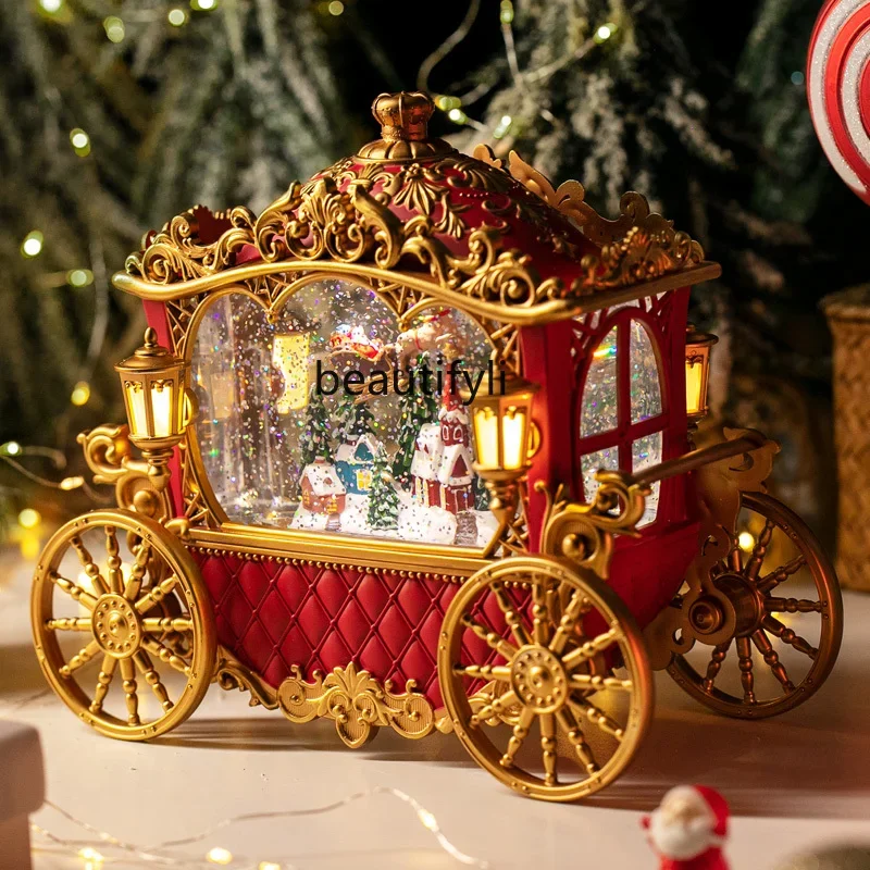 Christmas gift music box carriage old man snow crystal ball birthday gift girl