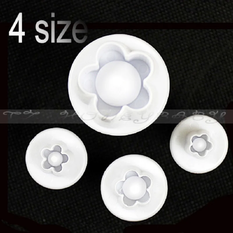 4Pcs/Set Plum Flower Plunger Fondant Mold Cutter Sugarcraft Cake Tools Decorating Christmas Convenience Small Tools Accessories