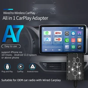 Support Youtube Netflix Streaming Box Carplay Android Auto Wireless Adapter Smart Car AI Box USB Dongle for Apple Samsung Xiaomi