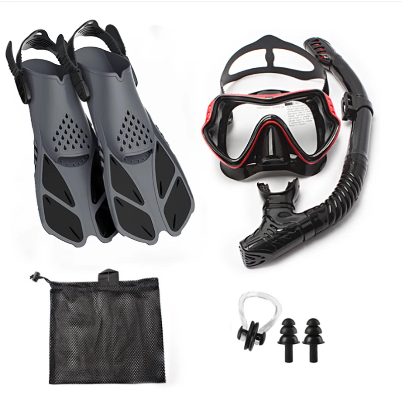 5PCS Snorkeling Set Diving Mask Breathing Tube Adjustment Diving Fins Anti Fog Snorkel Diving Equipment For Water Sports 스노클링