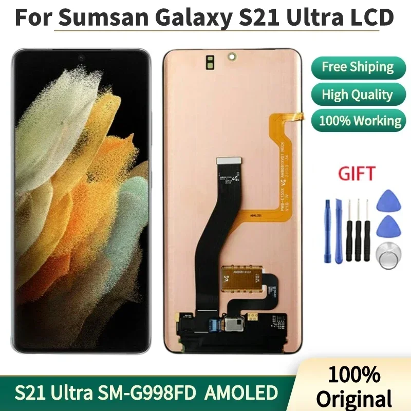 

Original 6.8'' Amoled LCD Display For SAMSUNG Galaxy S21 Ultra G998 G998F SM-G998B/DS G998B 5G Touch Screen Digitizer Assembly