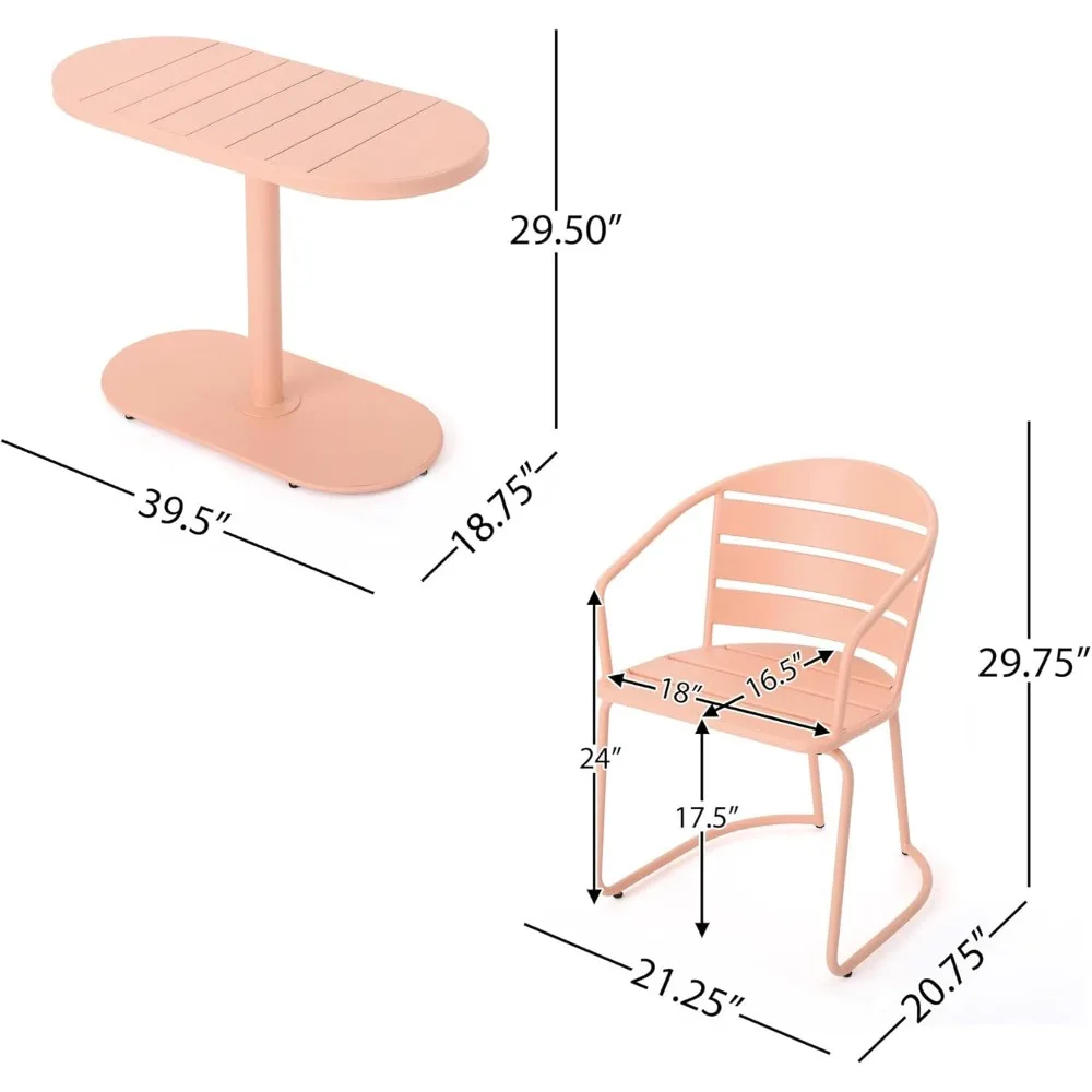 Patio Bistro Set 3 Piece Outdoor, Retro Metal Bistro Table and Chairs Set of 2,Waterproof CafeTable Set for Indoor/Outdoor/Porch 2