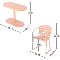 Patio Bistro Set 3 Piece Outdoor, Retro Metal Bistro Table and Chairs Set of 2,Waterproof CafeTable Set for Indoor/Outdoor/Porch 2