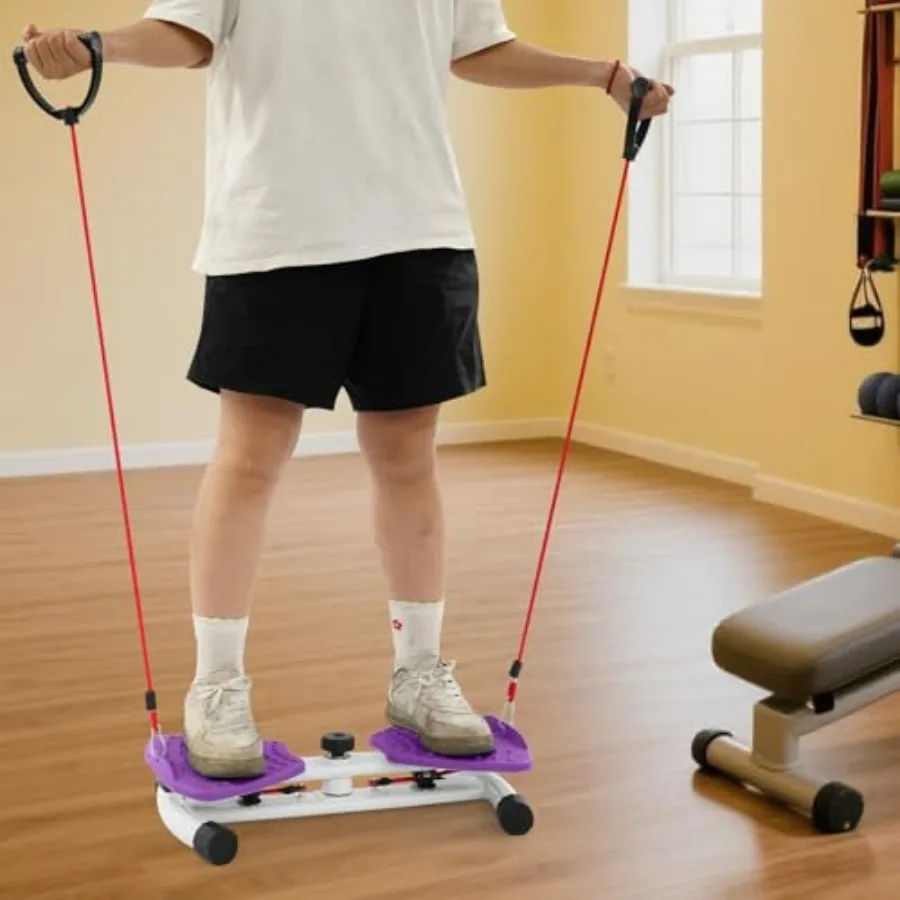 Waist Twister Exercise Board With Resistance Bands, Waist Twister Machine Exercise Purple, Pp Iron Construction,Dual Pedal Desig