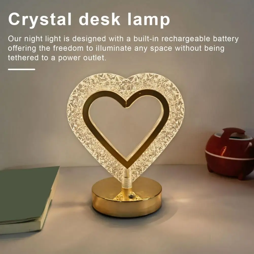 Heart Shaped Crystal Table Lamp
