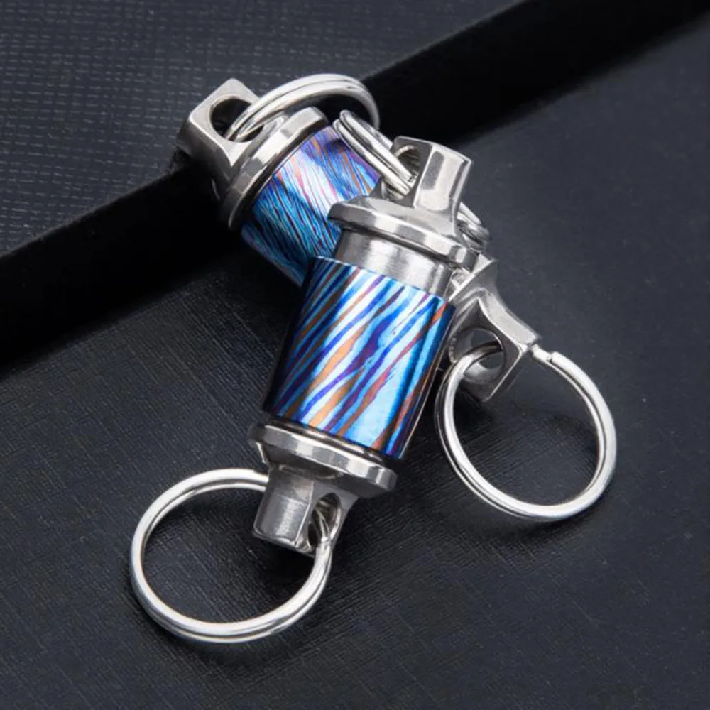 1Pcs TC4 Titanium Alloy Keychain Portable Waist Hook key Chains Car Key Ring Vintage Copper Key Holders Organizer