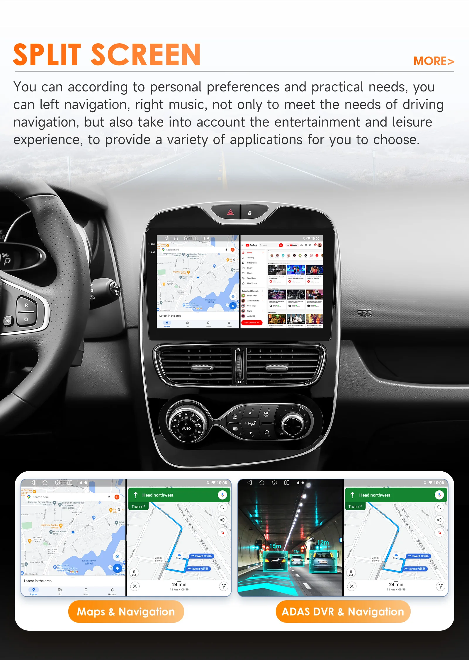 10,1" Hizpo 2Din Android Autoradio für Renault Clio 2012 - 2019 Snapdragon 6115 GPS Navi DSP RDS SWC 4G BT Auto CarPlay 360 ° GLAS – Detail 39