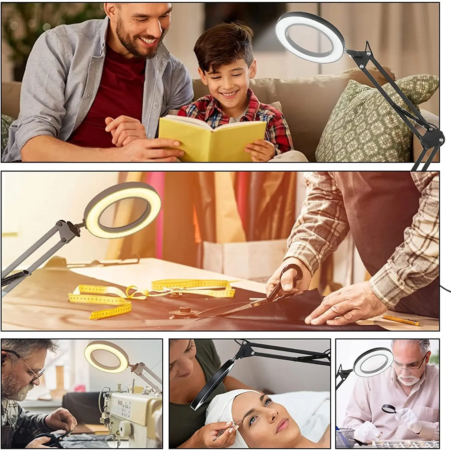 LED Magnifying Lamp with Clamp 5X 3 Color Modes Adjustable Illuminated Magnifier Soldering Iron Repair Table Lamp Skincare soldering magnifier soldering repair magnifier magnifying glass lamp