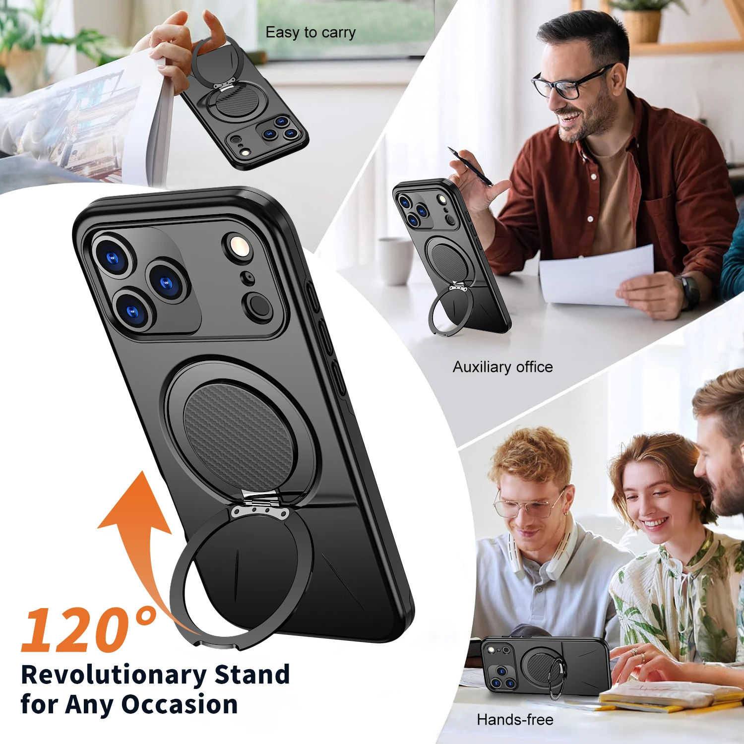Magnetic Shockproof Phone Case with 360° Rotating Stand and Holder