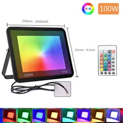 Vibrant Outdoor RGB LED Floodlight - Waterproof Decorative Landscape Spotlight (100W)
