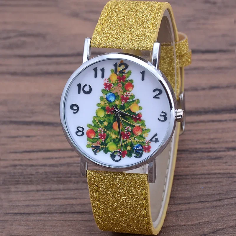 Christmas Tree Women's Watches Casual Quartz Wristwatches Bright Color Leather Strap Watches Cute Ladies Watch Gift Reloj Mujer 2
