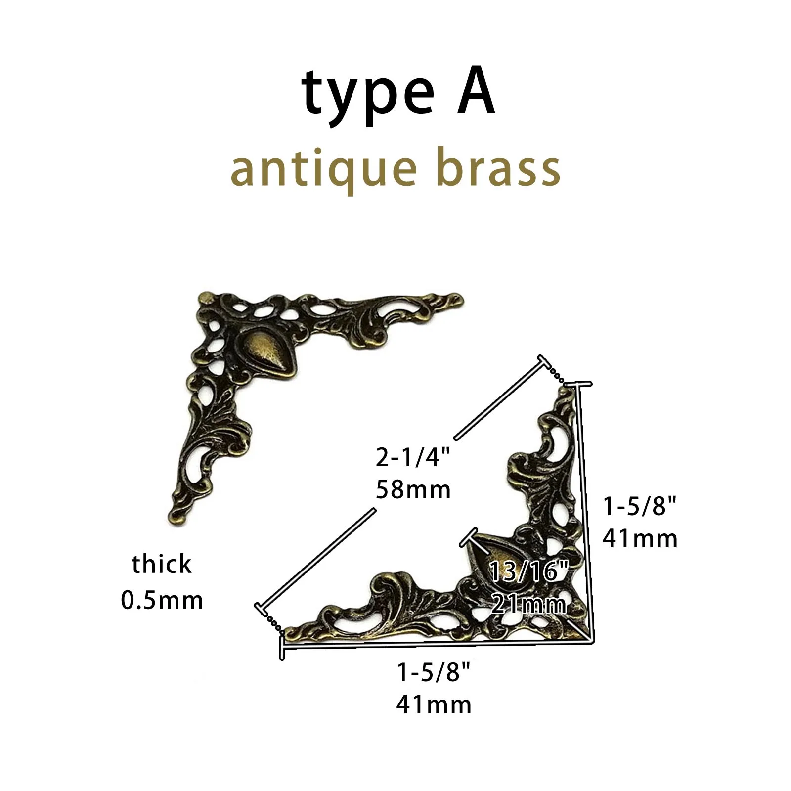 12 pezzi di protezione per bordi decorativi in metallo per album di ritagli di libri, album fotografici, cornice per gioielli, petto, regalo, vino, scatola di legno