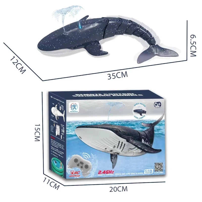 Remote Control Water Spraying Electric Shark Biomimetic Whale Swimming Toy Rc Simulation Whale Model Rechargeable Children's Toy 3