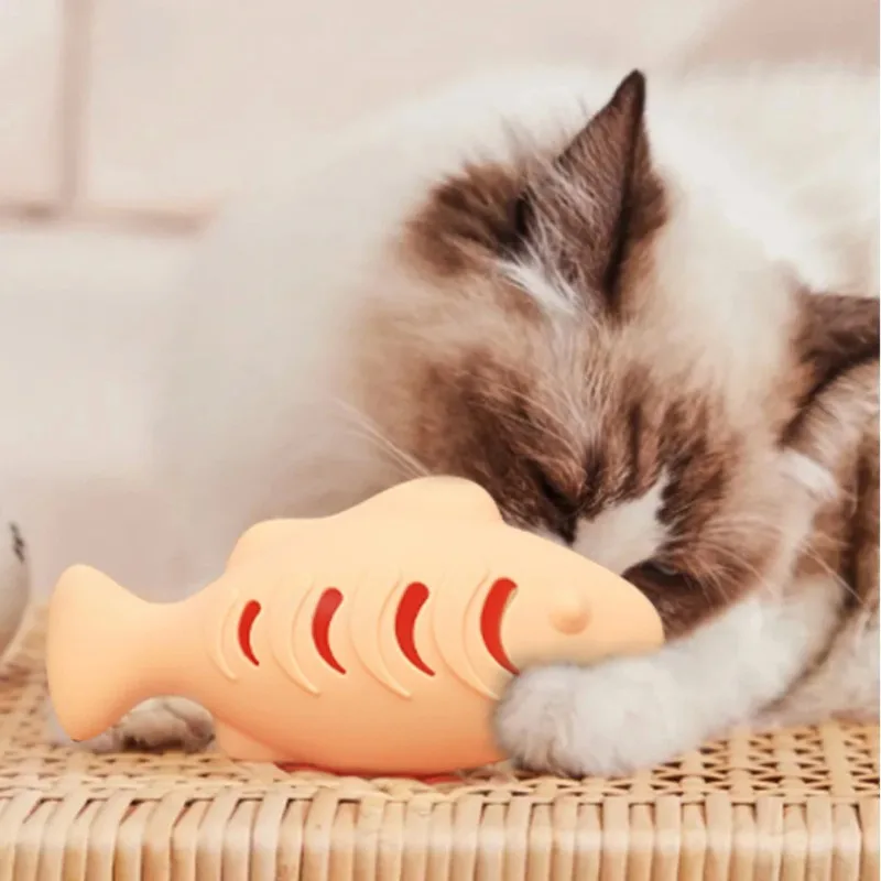 Fish Design Interactive Cat Toy for Indoor Cats Food Dispenser Feeder Blue Treat & Catnip Stuffer Fun Engaging Pet Playing