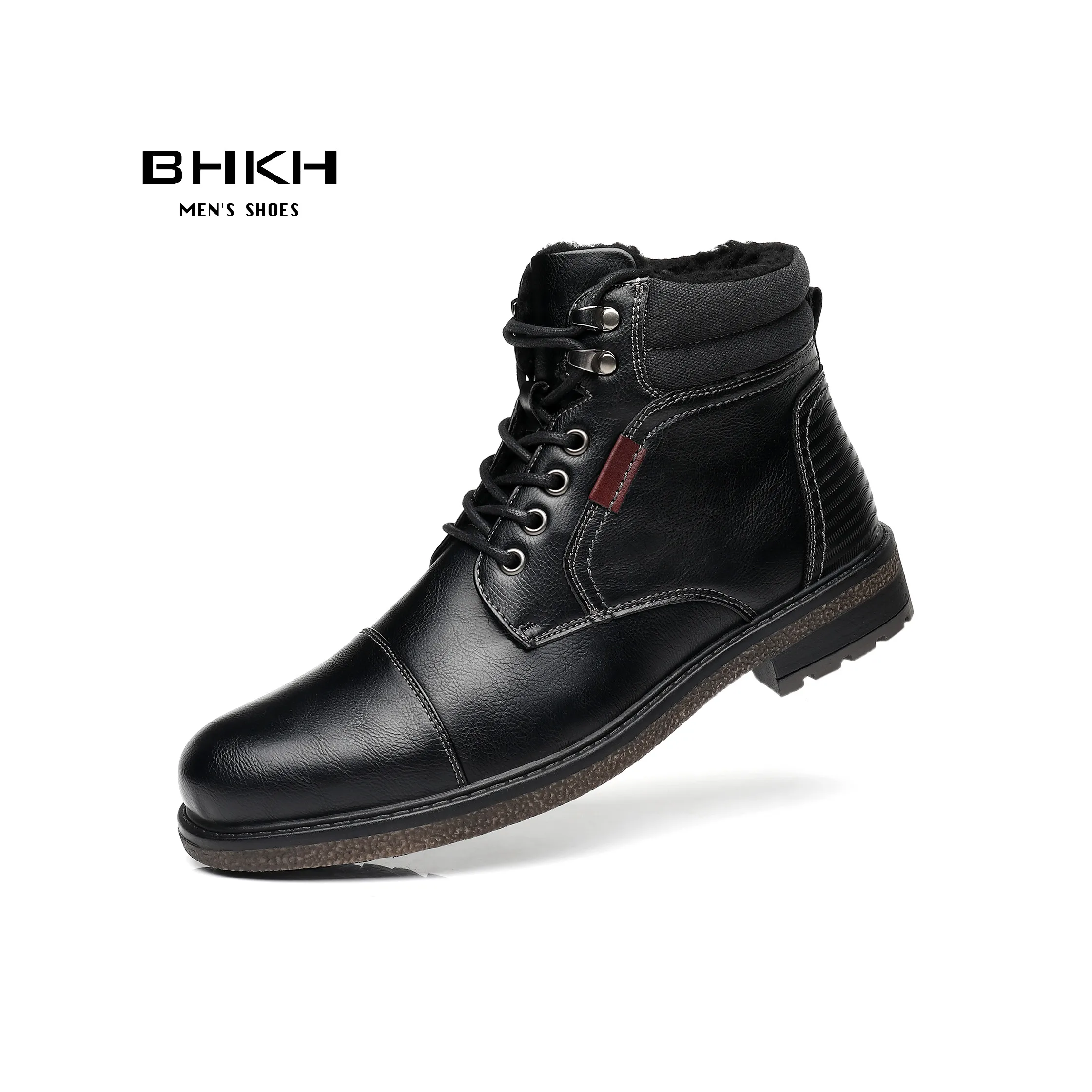 Winter Men Boots Fur Warm Ankle Boots Anti-Slip Snow Shoes Zip Lace-up Casual Man Shoes outdoor boots men leather boots business mens boots