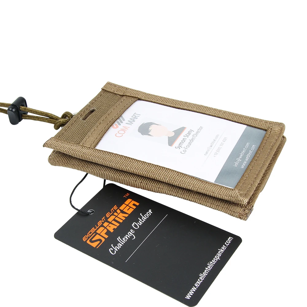 Tactical ID Card Holder Hook Loop Patch Tour Badge Holders Outdoor Travel Pouch  Cycling Purse and Nylon Lanyard 3
