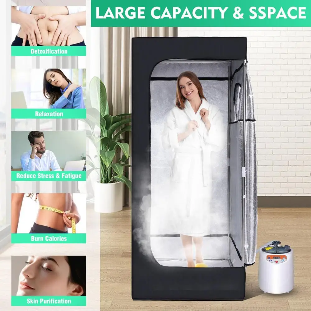 Portable Sauna Box Tent 3L 1100W Home Spa Full Body Detox Foot Massager LED Light Control Rust-proof Stainless Steel Steam 4