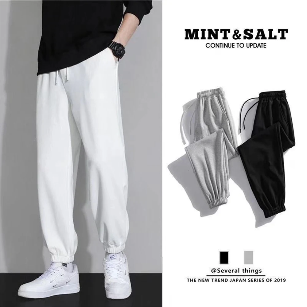 Neue Plus Größe männer Jogginghose 2XL 3XL Sportswear Elastische Taille Casual Baggy Hosen Schwarz Grau Baumwolle Jogger Männliche Lose hosen – Detail 2