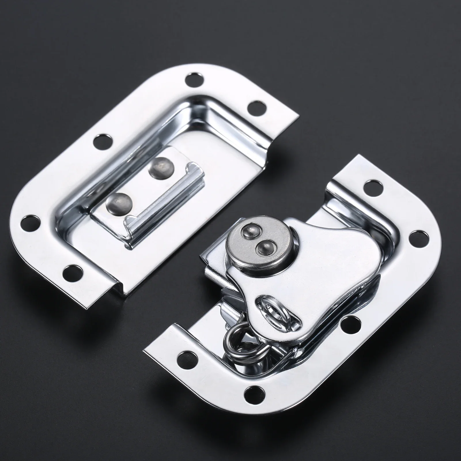 1pc Metal Butterfly Twist Latch 82*77mm Built-in Invisible Lock Spring Loaded Recessed Buckle Road Case Flight Box Toolbox Chest
