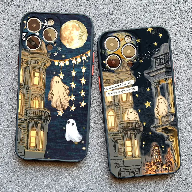 Custodia Opaca Per Iphone 11 13 12 14 15 Pro Max 12 Mini 7 8 Plus X Xs Xr Se2020 Ghost Illustration 11 Cover Posteriore In Silicone