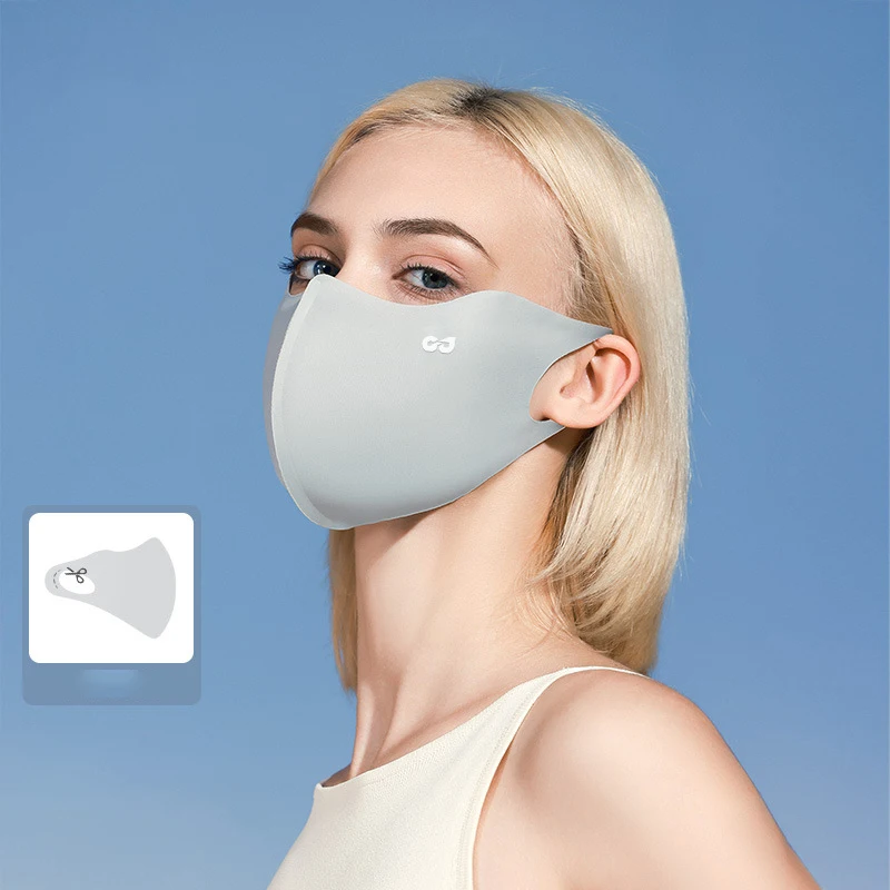 Summer UV Protection Mask for Women Ice Silk Breathable Tailorable Three-Dimensional Elastic Cool Anti Scratch Makeup Lady Mask