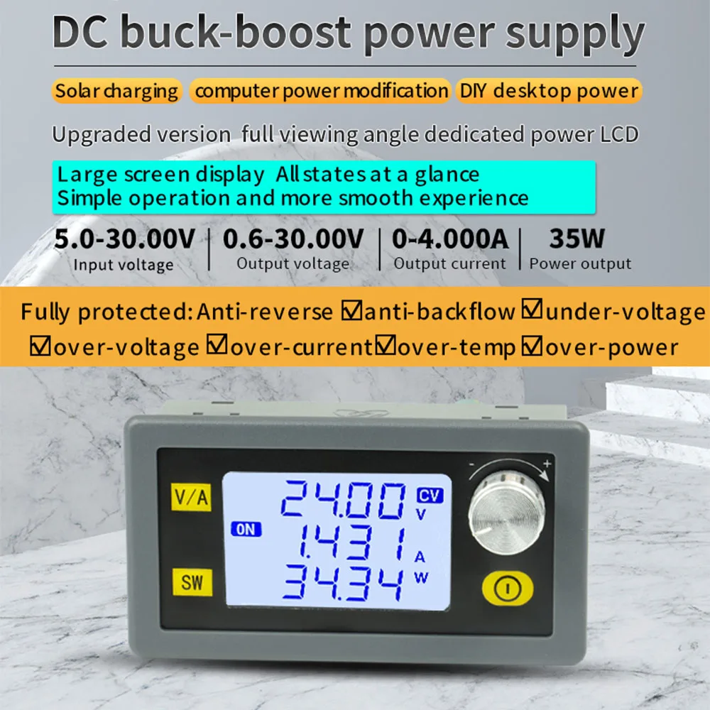 SK35H CNC DC-DC 벅 부스트 컨버터 CC CV 0.6-30V 4A 35W 정전압 및 전류 조정 가능 전원 공급 모듈