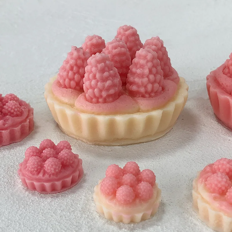 3D Strawberry Egg Tart Candle Silicone Mold Birthday Scented Dessert Making Soap Plaster Resin Fondant Cake Mousse Party Gift