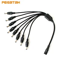 Free shipping 5.5 x 2.1mm 1 Female to 4 8 Male DC Power Splitter Plug Cable Adapter 12V For CCTV security Camera Accessories 1